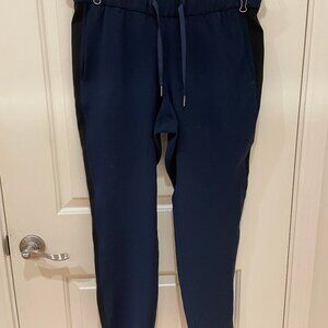 Lululemon Navy On The Fly Pant Woven with Black Stripe Track Pants